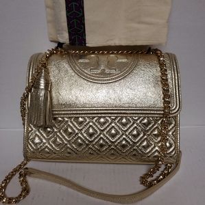 Tory Burch Convertible Bag Gold Leather